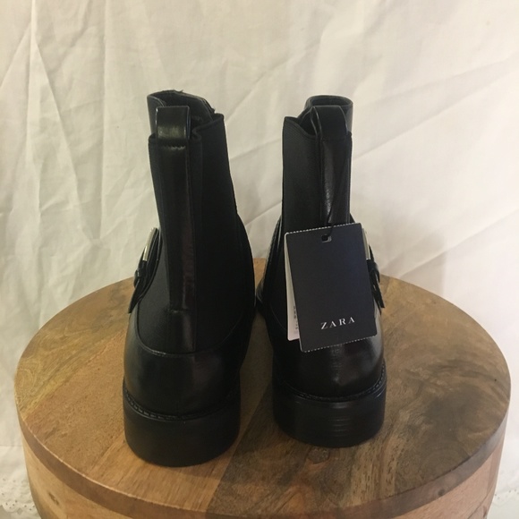 Zara Ankle Moto Boot Buckles 10 NWT - Picture 4 of 5